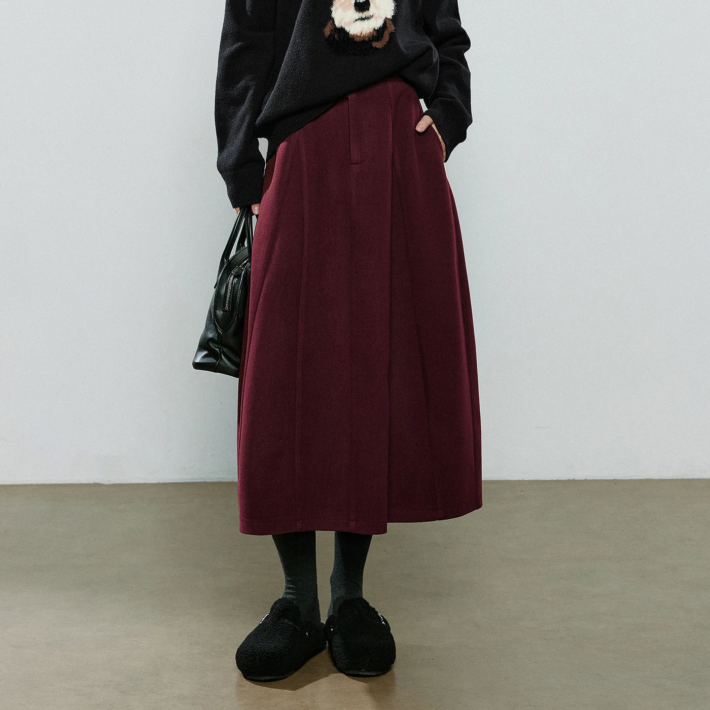 Saia Midi Feminina Assimétrica de Inverno