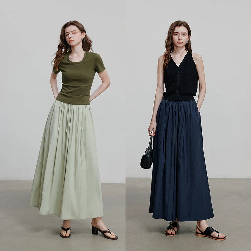 Calça Wide Leg Feminina com Cordão e Cós Elástico