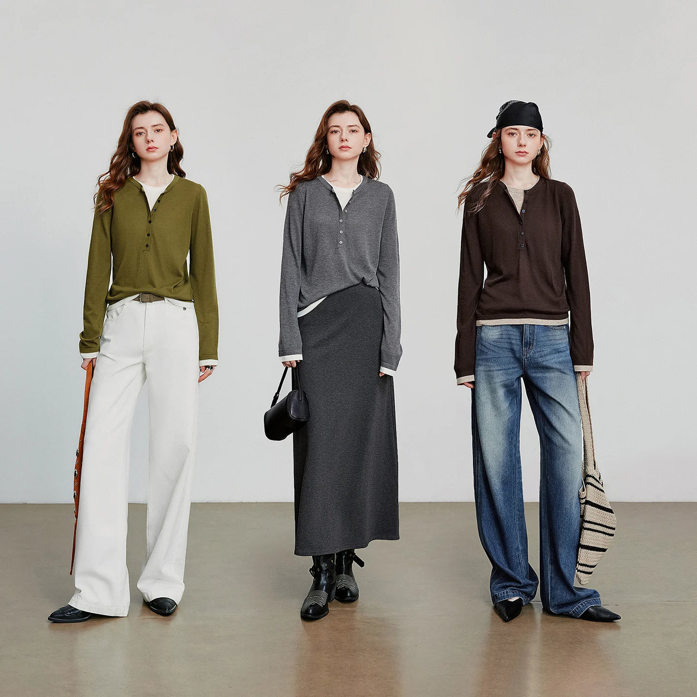 Suéter de Cashmere Efeito Duas Peças para Mulheres