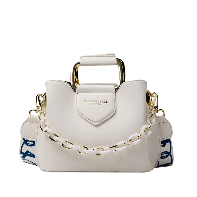 Bolsa Mini Bucket Feminina de Couro PU com Alça de Mão e Transversal