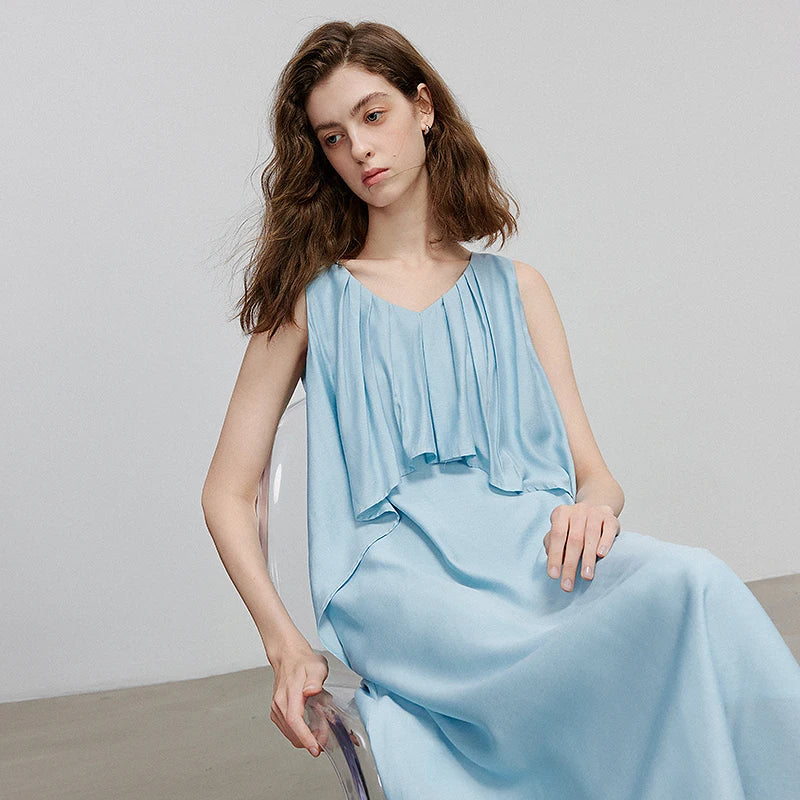 Vestido de Alças Midi com Decote V