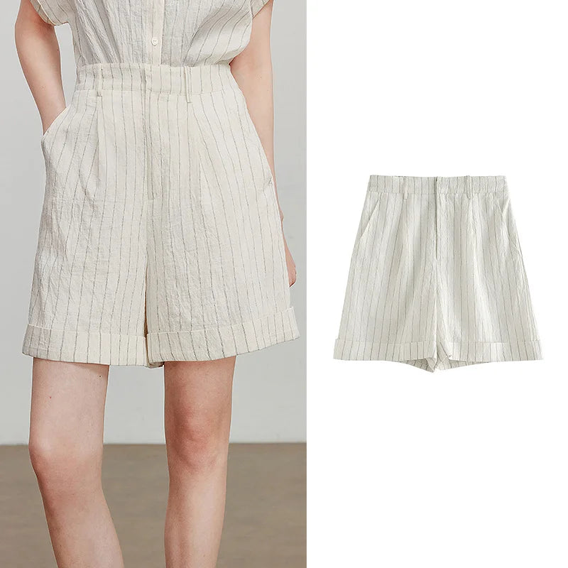 Short Saia Feminino Listrado com Cós Elástico
