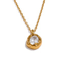 Colar Feminino Gota com Zircônia em Aço Inoxidável 6 Ouro