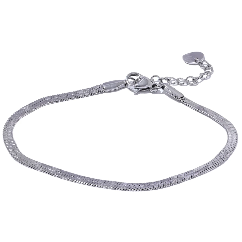 Conjunto Colar e Pulseira Gota em Aço Inoxidável Prata Pulseira