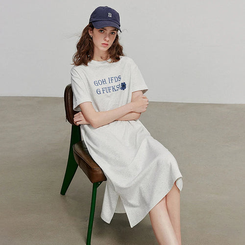 Vestido Camiseta Midi com Estampa de Letras
