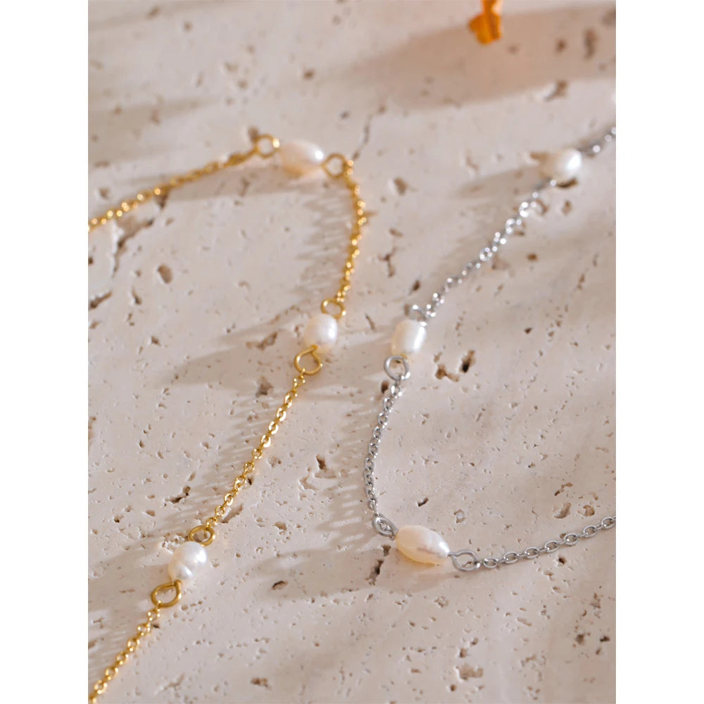 Colar Feminino Gota com Pérola em Aço Inoxidável 15