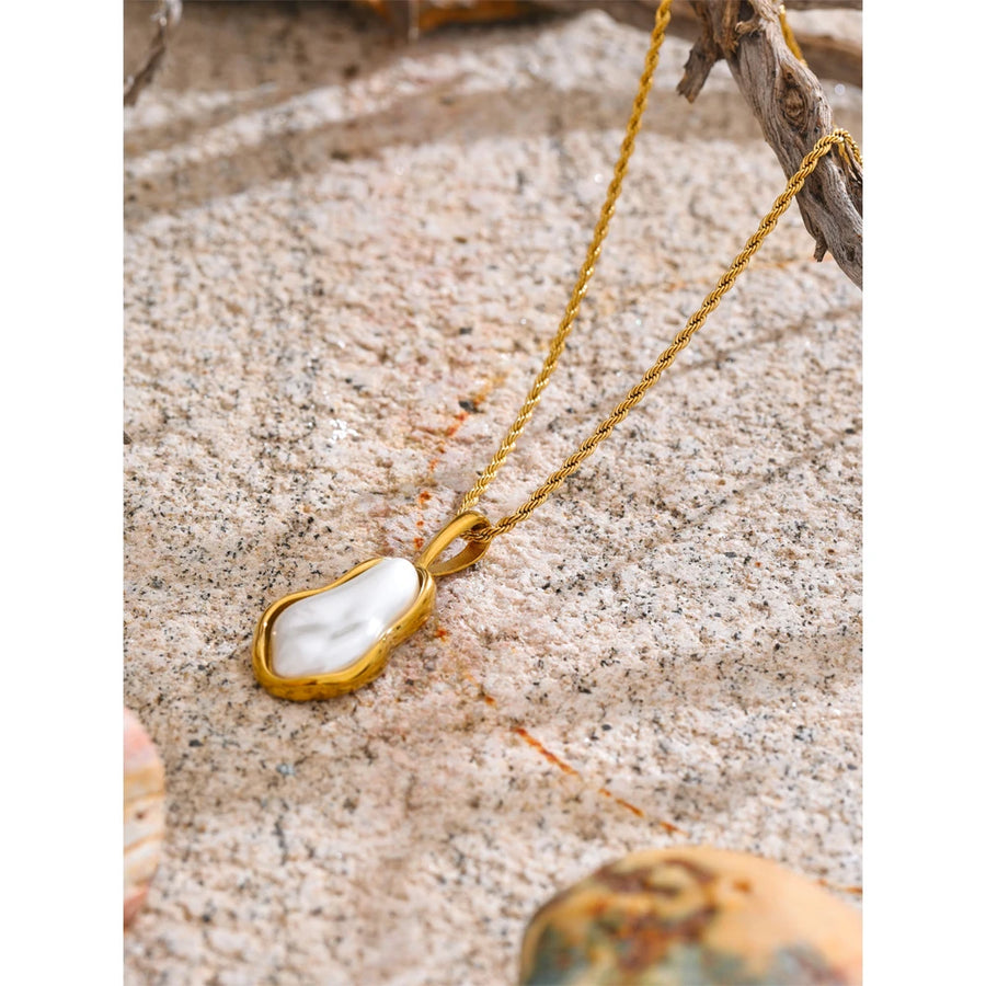 Colar Feminino Gota com Pérola em Aço Inoxidável 2
