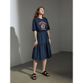 Vestido Camiseta Midi com Estampa e Ajuste por Cordão