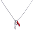 Yhpup Stainless Steel Enamel Red Chili Necklace Pendant Stylish Unique Chic Collar Jewelry Gold & Platinum PVD Plated Waterproof YH819A Platinum