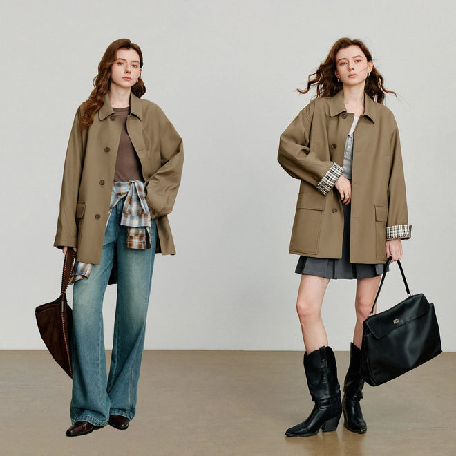 Trench Coat Feminino Midi Xadrez com Cinto