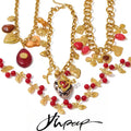 Yhpup Fashion Acrylic Resin Cherry Flower Heart Sun Pendant Charms Necklace Stainless Steel Golden Handmade Jewelry Gift