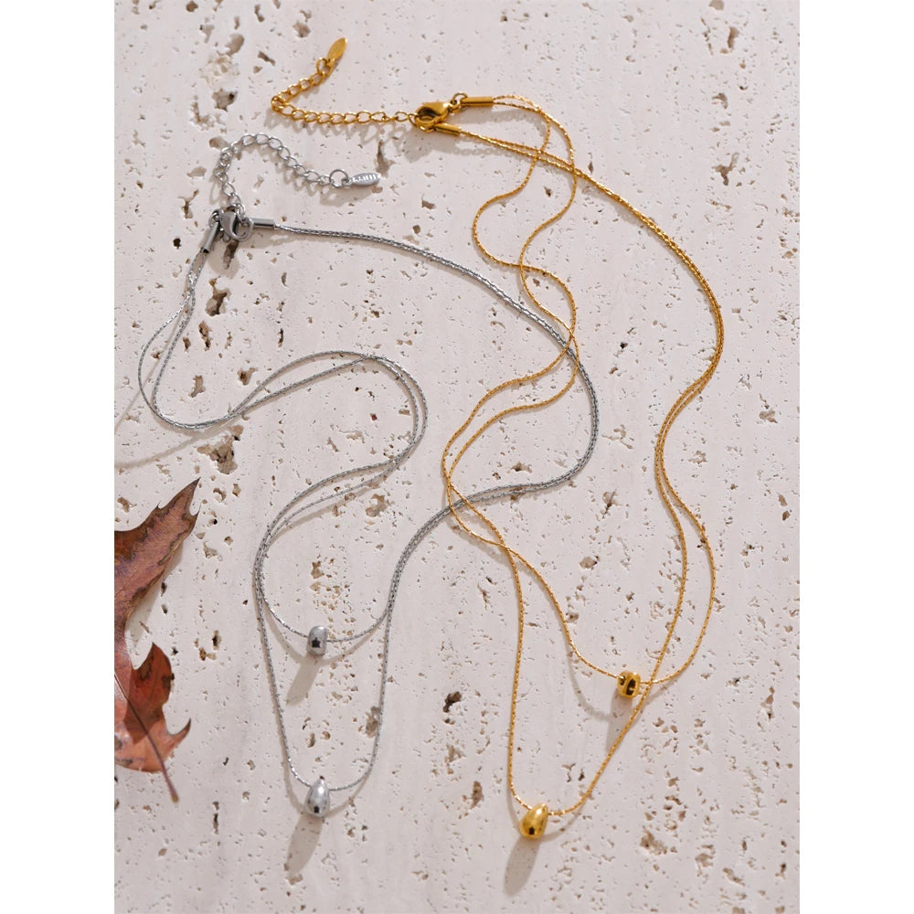 Colar Feminino de Camadas Gota em Aço 316L 3