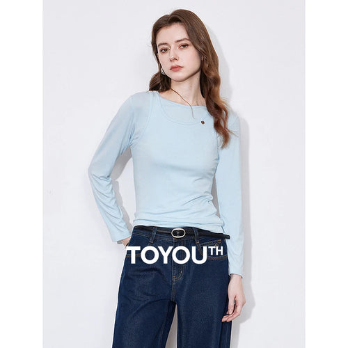Blusa Feminina Efeito Duas Peças Manga Longa