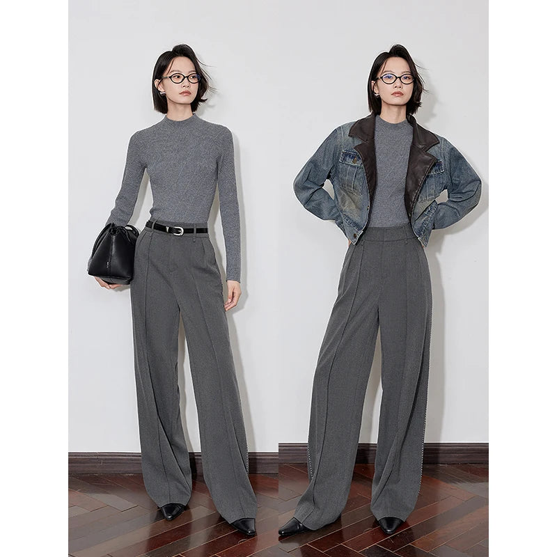 Calça Alfaiataria Feminina Pantalona com Pregas