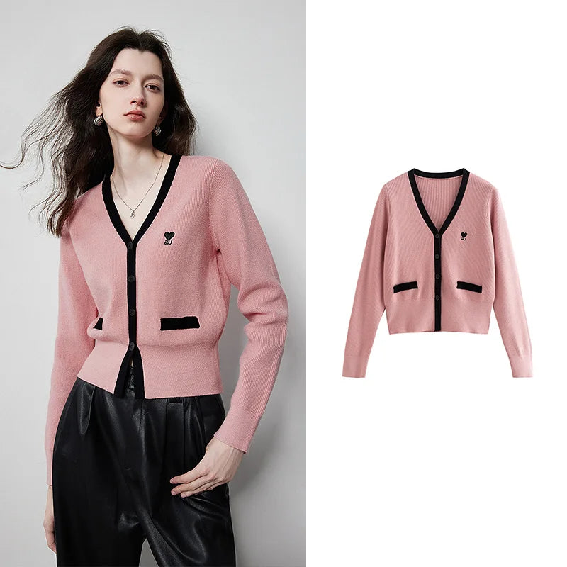 Cardigan Feminino de Lã com Decote V e Cintura Marcada