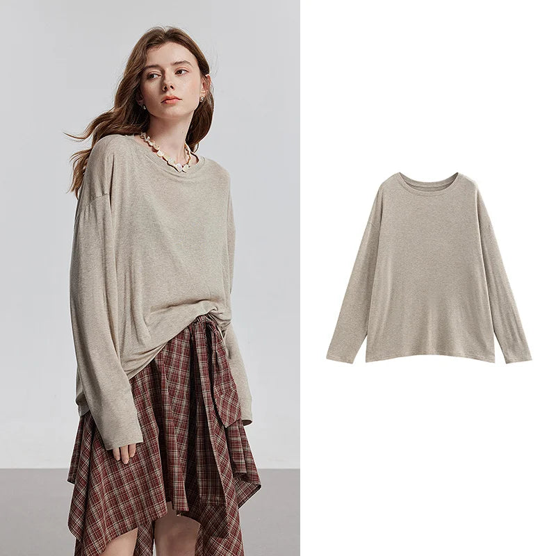 Blusa Feminina de Liocel e Lã Manga Longa Lisa