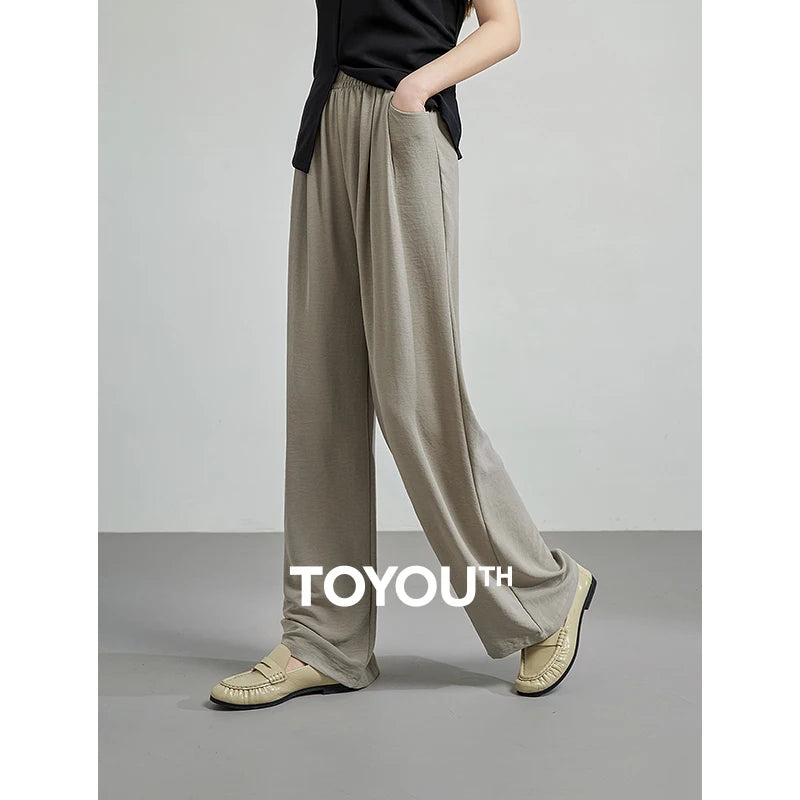 Calça Pantalona Feminina Texturizada Cintura Alta