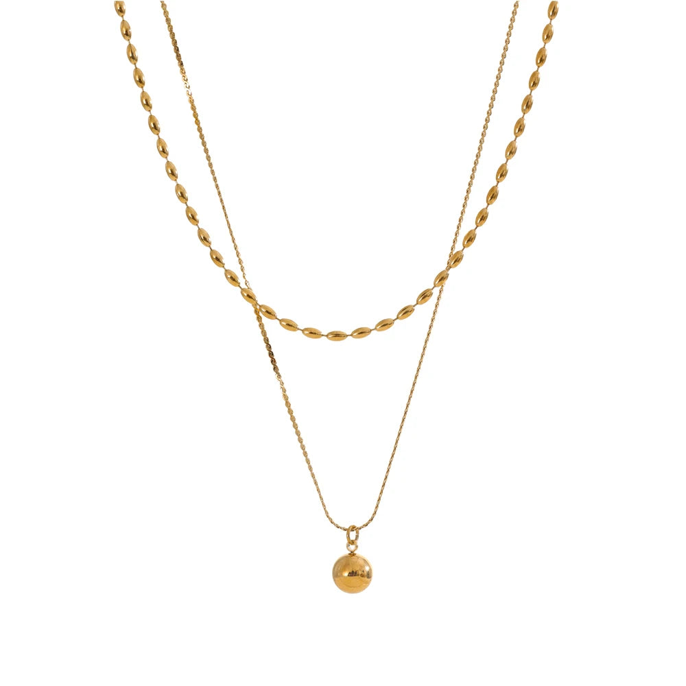 Colar de Camadas Redondo com Contas decorativas YH5095A Gold