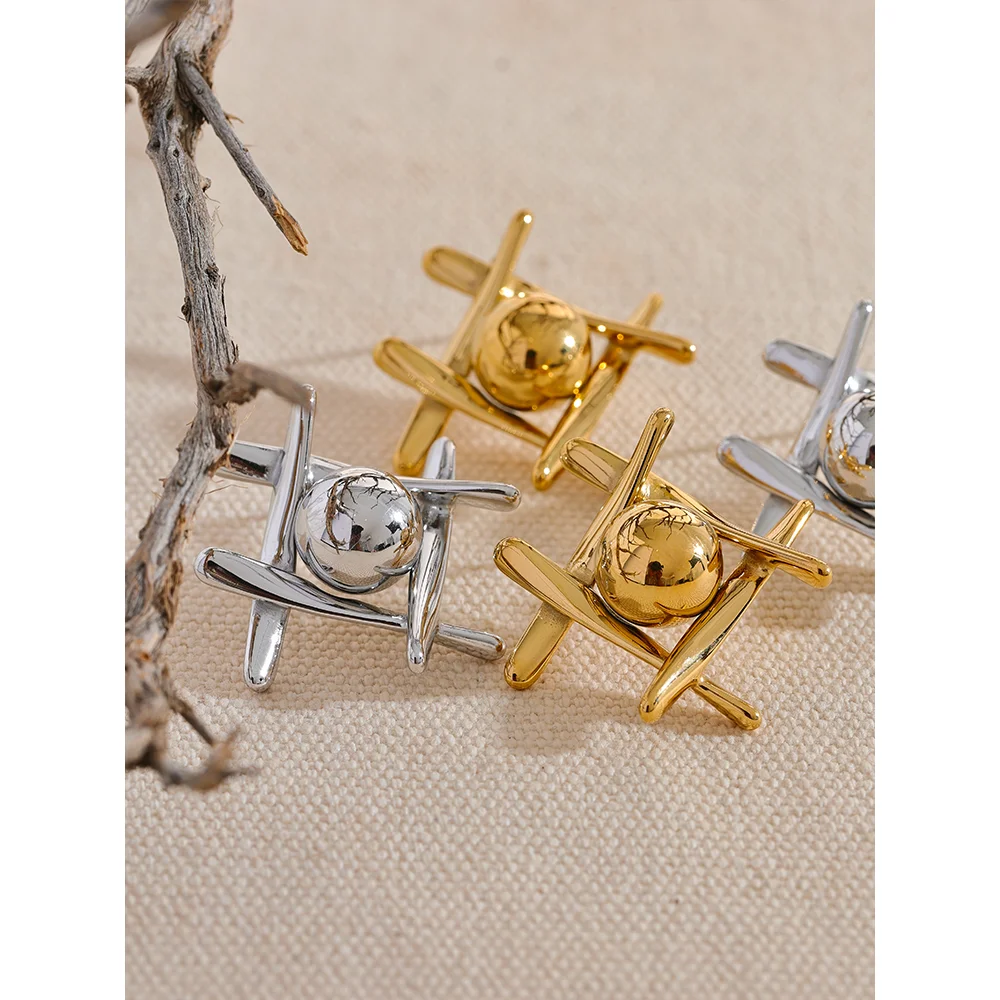Yhpup New Stainless Steel Geometric Stud Earrings Waterproof Charm Metal Titanium Stylish Jewelry Bijoux Gift серьги тренд