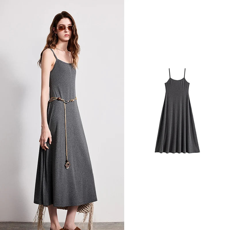 Vestido Longo de Malha com Modelagem Ajustada Dark Floral Gray