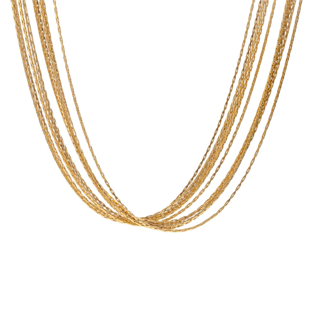 Colar Feminino de Camadas Gota em Aço Inoxidável 5 YH4253A Gold