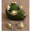 Yhpup New Arrival Design Yellow Baroque Simulated Pearls Bead Pendant Necklace Bracelet Ring Set Vintage Fashion Trendy Jewelry