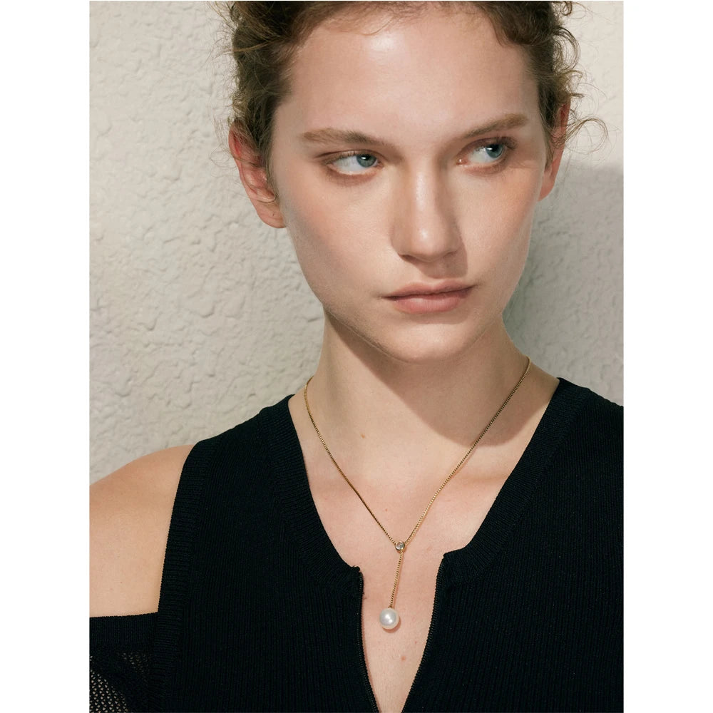 Colar Feminino Gota com Pérola em Aço Inoxidável