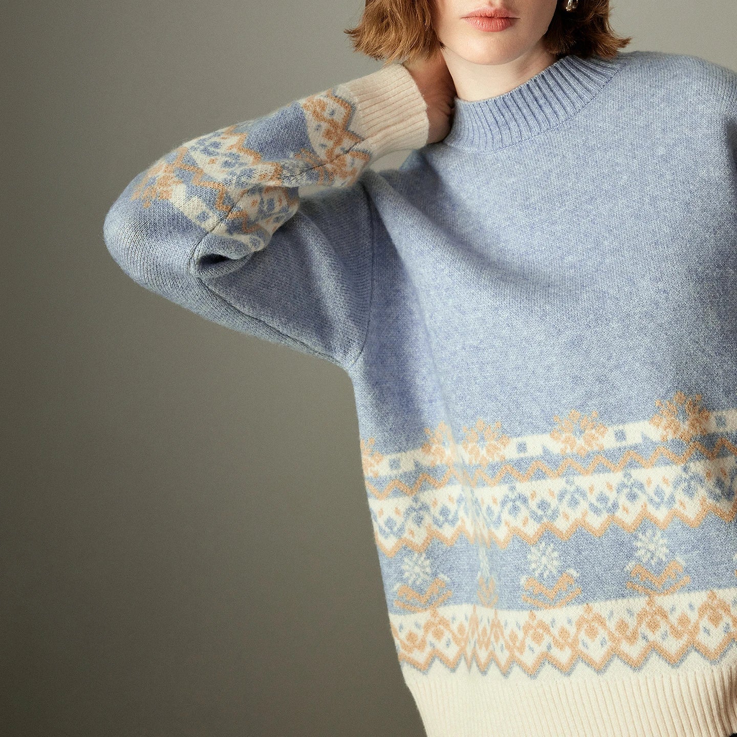 Suéter Grosso Fair Isle Azul-Claro