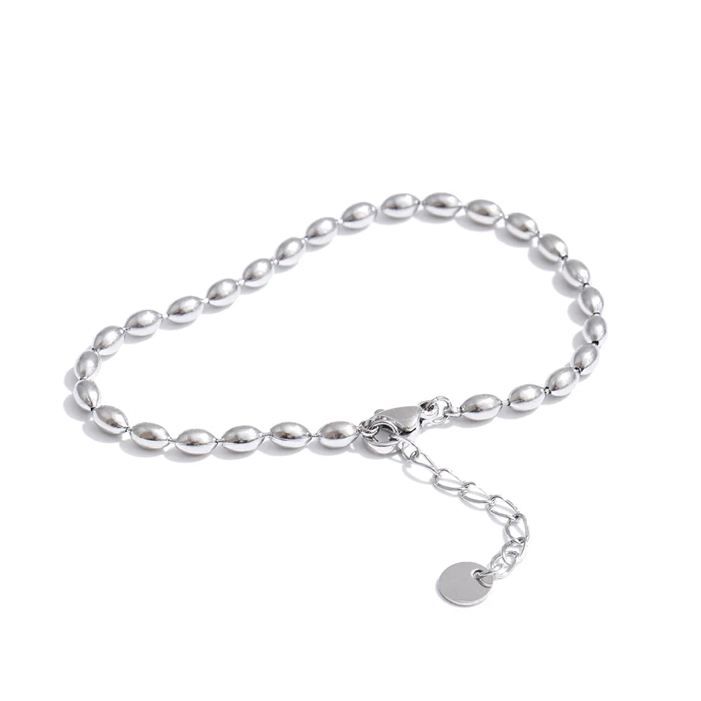 Yhpup Popular Stainless Steel Beads Chain Basic Necklace Bracelet Bangle Set 16K Gold Platinum Color PVD Plated Fashion Jewelry YH2098A P-Bracelet