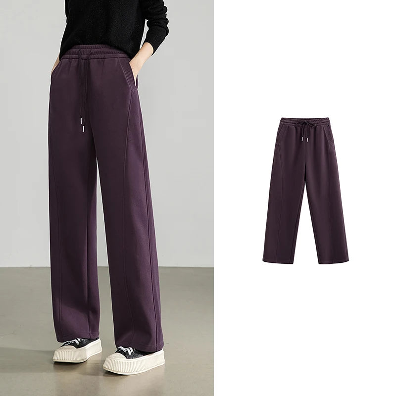 Calça Wide Leg Feminina de Algodão com Cordão