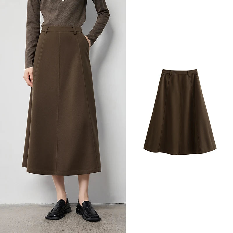 Saia Midi Feminina de Inverno Evasê