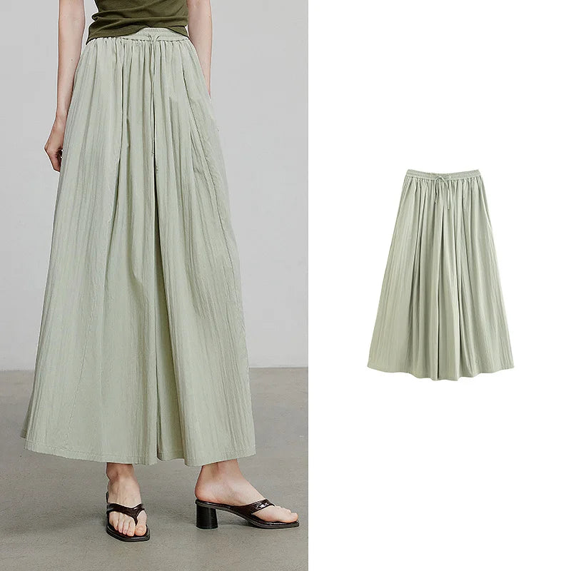 Calça Wide Leg Feminina com Cordão e Cós Elástico