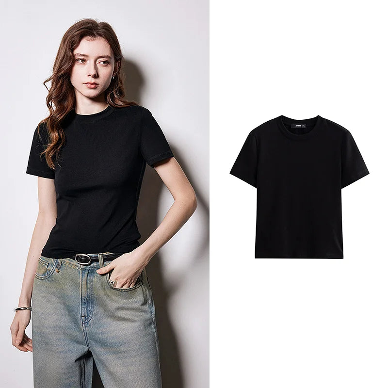 Camiseta Feminina Cropped Slim de Liocel Branca