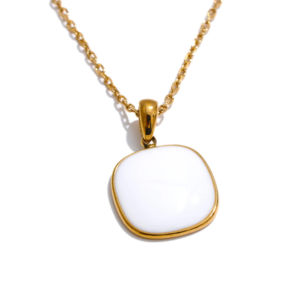 Colar Feminino Quadrado em Aço Inoxidável 4 Branco