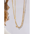 Yhpup New Arrivals Stainless Steel Double Layer Cubic Zirconia Chain Necklace for Women Temperament Delicate Premium Jewelry