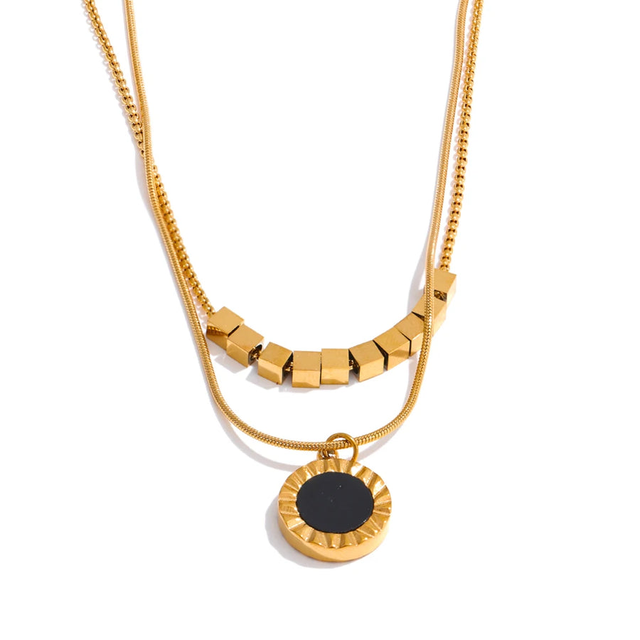 Colar Feminino de Camadas Redondo em Aço Inoxidável YH2274A