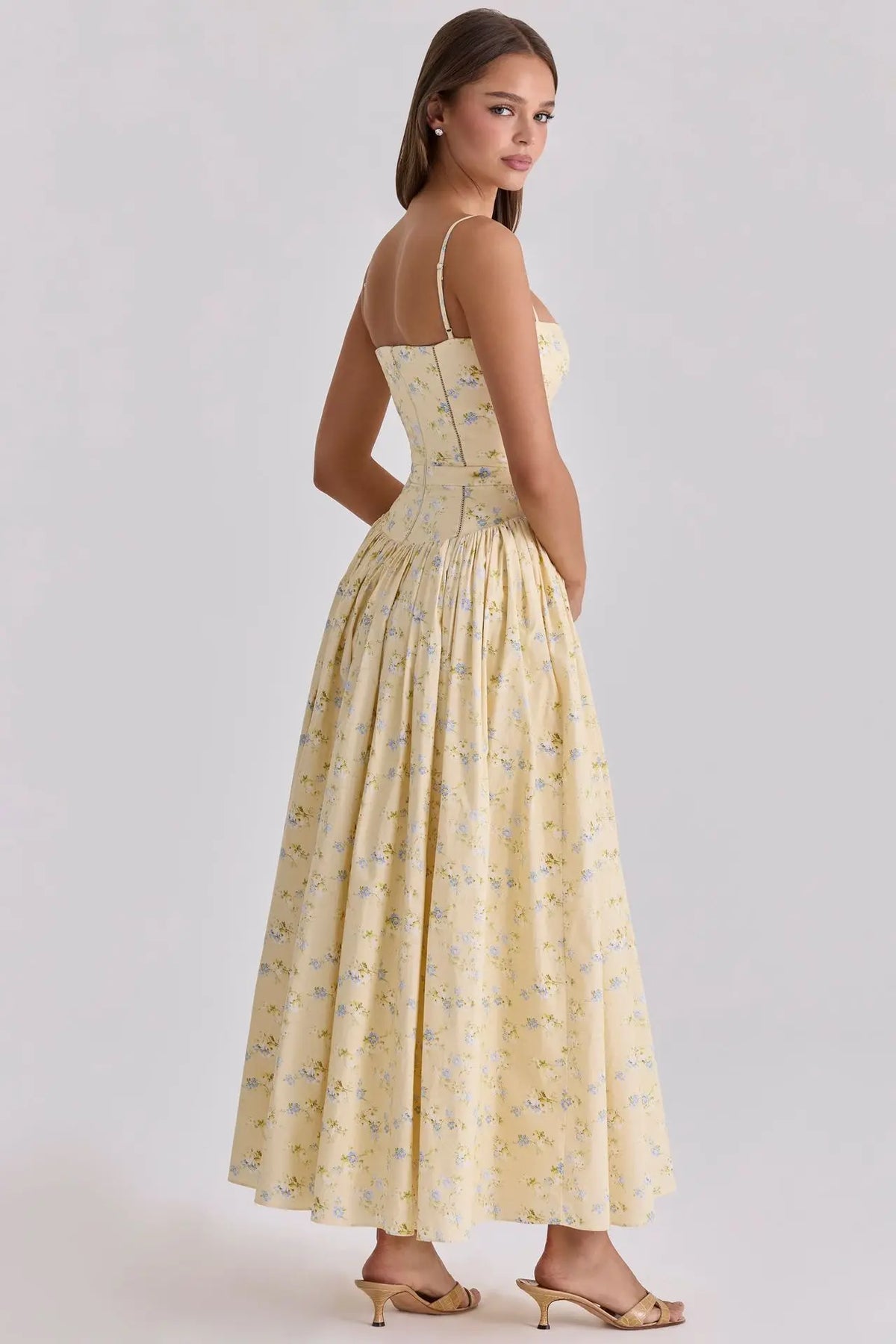 Mingmingxi Women Long Floral Print Spaghetti Strap Maxi Dress Summer Elegant Lace Up Dress Flowy Holiday Party Beach Wear Dress