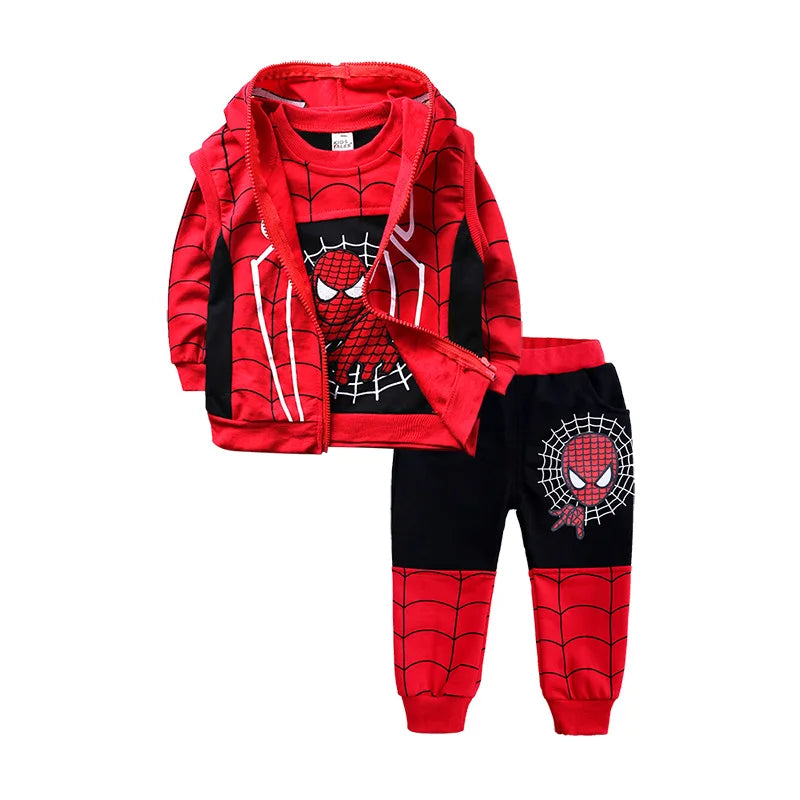 Conjunto Infantil Moletom + Colete + Calça Homem Aranha Preto