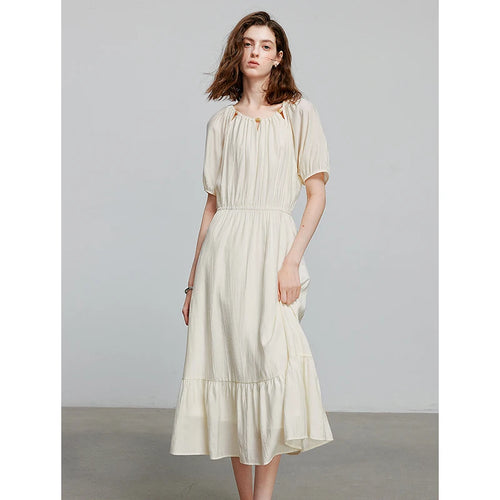 Vestido Midi de Viscose com Aplicação de Contas