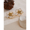 Yhpup Waterproof Exclusive Stainless Steel Resin Flower Fashion Stud Earrings for Women 18K Gold PVD Plated Popular Jewelry Gift