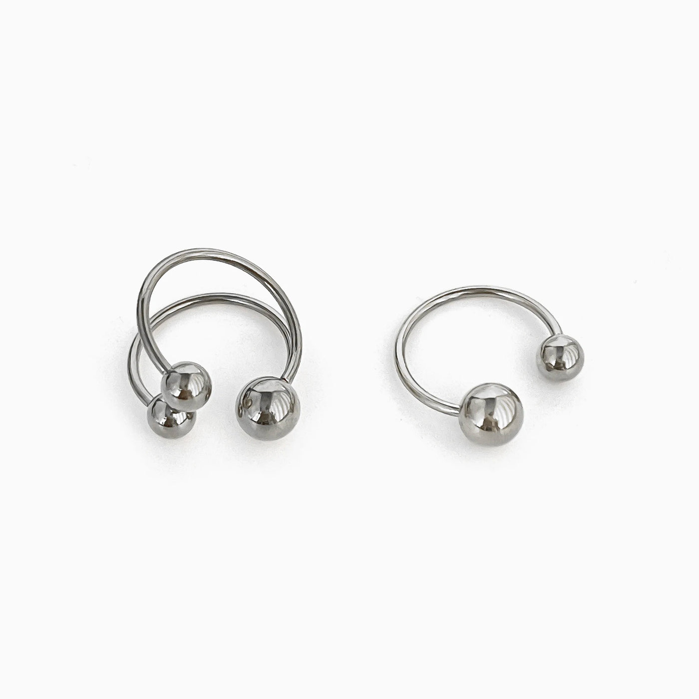 Conjunto de Anéis Abertos com Esferas em Aço Inoxidável