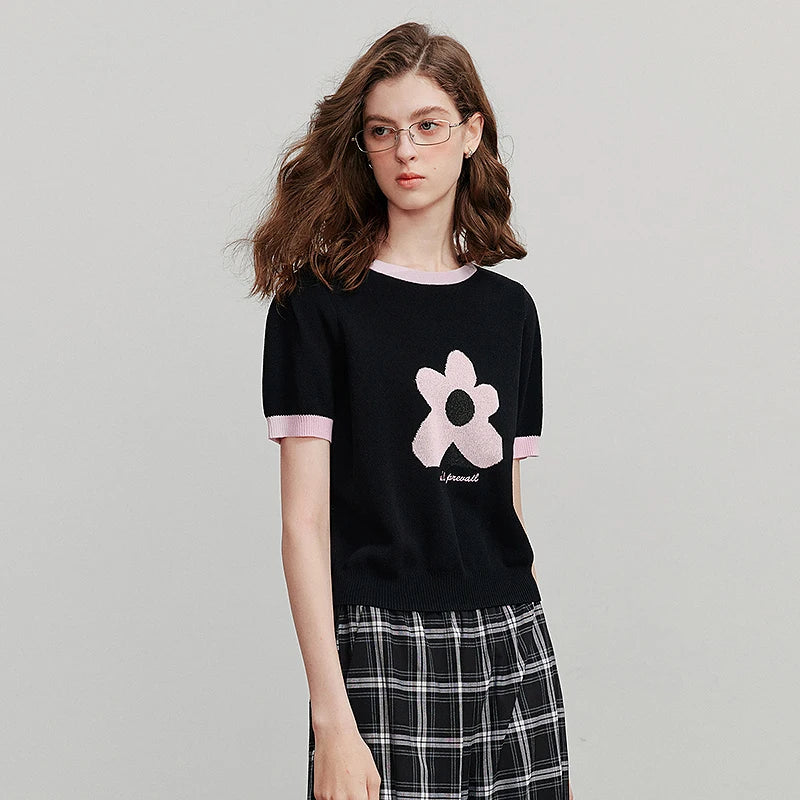 Blusa de Tricô Manga Curta Leve