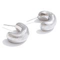 Yhpup 2025 Stainless Steel Chunky C Shape Hoop Earrings For Women Distinctive Geometric Daily Unusual Jewelry Rust Proof