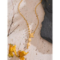 Yhpup Stainless Steel Butterfly Popular Necklace Pendant 18K Gold Color Plated Beads Chain Fashion Collar Jewelry