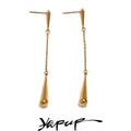 Yhpup 316L Stainless Steel Teardrop Chain Long Hanging Drop Earrings Personalized Fashion Gold Color Prevent Allergy Jewelry