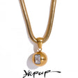 Colar Feminino Redondo com Zircônia em Aço Inoxidável
