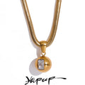 Colar Feminino Redondo com Zircônia em Aço Inoxidável