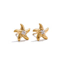 Yhpup Ocean Style Bling Zirconia Starfish Star Daily Stud Earrings Anti Allergic Stainless Steel Small Popular Jewelry Recommend