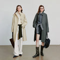 Trench Coat Feminino Midi Leve Estilo Barn com Gola Alta