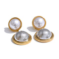 Yhpup Fashion Temperament Simulated Pearl Round Daily Drop Earrings Women Stainless Steel Fashion Versatile Charm Jewelry Bijoux